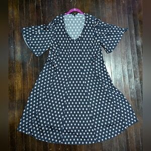 Sami & Jo Short Sleeve Navy Paisley Round Neck Fit and Flare Dress